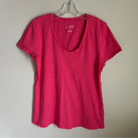 Universal Thread Salmon Pink Marled V-Neck 100% Cotton Tee T-Shirt Size Large - Picture 1 of 5